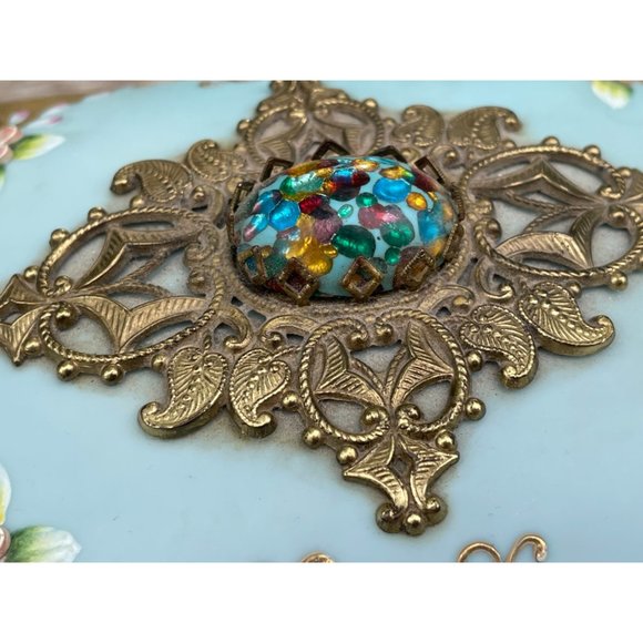 Vintage Lenwile Ardalt Porcelain Glass Jewel Vanity Set Box Match safe Trays - Picture 4 of 16